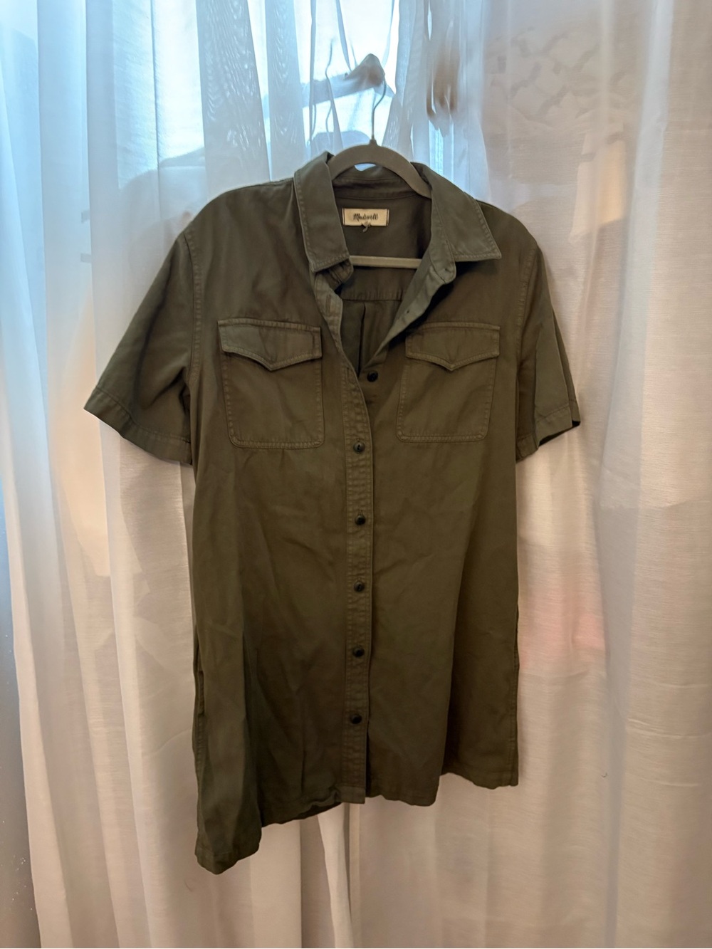 Madewell Olive Short-Sleeve Dress